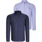 Dewberry İkili Set G725 Erkek Gömlek-Lacivert-Lila - 3XL - Lacivert - Lila