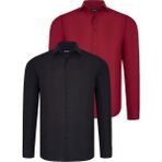 Dewberry Ikili Set G726 Dewberry Erkek Gömlek-Siyah-Bordo - XL