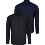 Dewberry Ikili Set G726 Dewberry Erkek Gömlek-Siyah-Lacivert - 3XL - Siyah - Lacivert