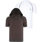 Dewberry Ikili Set T8570 Dewberry Kapşonlu Erkek T-Shırt-Beyaz-Haki - Beyaz - Haki - M
