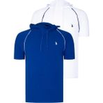 Dewberry Ikili Set T8570 Dewberry Kapşonlu Erkek T-Shırt-Beyaz-Saks - Beyaz - Saks