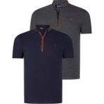 Dewberry Ikili Set T8571 Dewberry Fermuarlı Erkek T-Shırt-Antrasit-Lacivert - Antrasit - Lacivert - 3XL