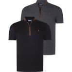 Dewberry Ikili Set T8571 Dewberry Fermuarlı Erkek T-Shırt-Antrasit-Siyah - Antrasit - Siyah
