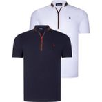 Dewberry Ikili Set T8571 Dewberry Fermuarlı Erkek T-Shırt-Lacivert-Beyaz - 3XL