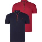 Dewberry Ikili Set T8571 Dewberry Fermuarlı Erkek T-Shırt-Lacivert- Bordo - Lacivert - Bordo