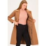 Dewberry Kadın Palto Camel Renk Uzun Kol Düz Desenli Akrilik Polyester Karışımı