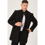 Dewberry Palto Düz Siyah Renk Uzun Kol %70 Yün %30 Polyester Kadın Kullanıma Uygun - 2XL