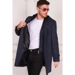 Dewberry Palto Kadınlar İçin Yün ve Polyester Karışımı Uzun Kol Midi Lacivert - Desenli - XL