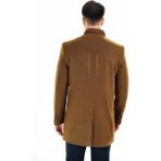 Dewberry Palto Yün ve Polyester Karışımı Uzun Kol Midi Erkek Kaban Düz Desen - Camel - 2XL