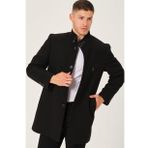 Dewberry PLT8367 Düz Siyah Erkek Palto