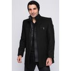 Dewberry Plt8369 Uzun Kol Palto Yün Polyester 2XL Erkek Midi Siyah Düz Desenli