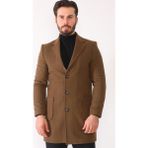 Dewberry PLT8384 Erkek Palto Düz Camel %70 Yün %30 Polyester Orta Kalınlık Uzun Kol XL Beden