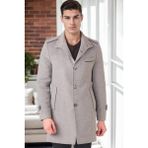 Dewberry PLT8391 Erkek Palto Gri-2 %70 Yün %30 Polyester Orta Kalınlık Uzun Kol 2XL