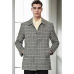 Dewberry PLT9206 Erkek Palto Düz Gri %70 Yün %30 Polyester Orta Kalınlık Uzun Kol - 2XL