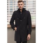 Dewberry PLT9334 Erkek Palto Uzun Kol Orta Kalınlık %70 Yün %30 Polyester Siyah-Lacivert Düz