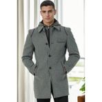 Dewberry PLT9335 Koyu Gri Erkek Palto %70 Yün %30 Polyester Uzun Kol Astarlı Orta Kalınlık - XL
