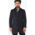 Dewberry PLT9370 Erkek Palto Lacivert %70 Yün %30 Polyester Orta Kalınlık Uzun Kol Düz Desenli - M