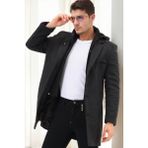 Dewberry PLT9371 Erkek Palto %70 Yün %30 Polyester Orta Kalınlıkta Uzun Kol Diagonal Antrasıt - 3XL - Antrasit