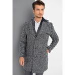 Dewberry PLT9371 Erkek Palto Desenli Lacivert %70 Yün %30 Polyester Orta Kalınlık Uzun Kol - M - Renkli