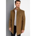 Dewberry PLT9386 Erkek Palto Camel %70 Yün %30 Polyester Orta Kalınlık Uzun Kol Düz Desenli - 2XL