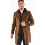 Dewberry PLT9401 Erkek Palto Camel %70 Yün %30 Polyester Orta Kalınlık Uzun Kol Düz Desenli - 3XL
