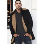 Dewberry Süet Görünümlü Erkek Palto Uzun Kol Orta Kalınlık Siyah %95 Polyester 2XL PLT9399
