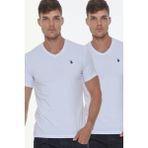 Dewberry T8568 Beyaz V Yaka Erkek T-Shirt İkili Set