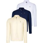Dewberry Üçlü Set G674 Dewberry Erkek Gömlek-Lacivert-Beyaz-Sarı - Lacivert - Beyaz - Sarı