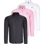 Dewberry Üçlü Set G725 Dewberry Erkek Gömlek-Siyah-Beyaz-Pembe - Siyah - Beyaz - Pembe