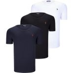 Dewberry Üçlü Set T8568 V Yaka Erkek T-Shirt Koyu Lacivert Kar Beyaz Açık Yeşil - Beyaz - Siyah - Lacivert