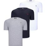 Dewberry Üçlü Set T8568 V Yaka Erkek T-Shirt Koyu Lacivert Kar Beyaz Açık Yeşil - Lacivert - Beyaz - Gri - 3XL
