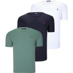 Dewberry Üçlü Set T8568 V Yaka Erkek T-Shirt Koyu Lacivert Kar Beyaz Açık Yeşil - Lacivert - Beyaz - Yeşil - 3XL