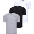 Dewberry Üçlü Set T8568 V Yaka Erkek T-Shirt Koyu Lacivert Kar Beyaz Açık Yeşil - XL - Siyah - Beyaz - Gri