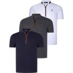Dewberry Üçlü Set T8571 Dewberry Fermuarlı Erkek T-Shırt-Lacivert-Beyaz-Antrasit - 3XL