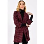 Dewberry Z6623 Bordo Siyah Kadın Palto