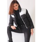 Dewberry Z6649 Siyah Beyaz Kadın Mont