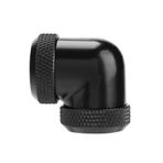 DEWIN Derece Boru Konnektörü, 14mm Dış Çap G1/4 DIY Büküm 90 Derece Açı Sabit Borulu Çift Boru Konnektörü Su Sıvı Soğutma (Siyah)