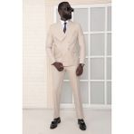 Dewsa Plus Bej Slim Fit Sivri Yaka Metal Düğmeli Çift Yırtmaç Takım Elbise Erkek 44 Beden - 6 Drop