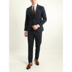 Dewsa Plus Mono Yaka Tek Düğme Çift Yırtmaç Yelekli Slim Fit Düz Siyah Takım Elbise - 54 - 6 Drop - Lacivert
