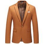 Dewsa Plus Mono Yaka Tek Düğme Slimfit Düz Kahve Erkek Ceket - Kahverengi - 56