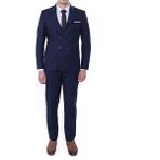 Dewsa Plus Sivri Yaka Çift Yırtmaç Slimfit Düz Koyu Lacivert Kruvaze Takım Elbise - 48 - 6 Drop