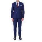 Dewsa Plus Sivri Yaka Çift Yırtmaç Slimfit Düz Lacivert Kruvaze Takım Elbise - 46 - 6 Drop
