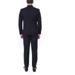 Dewsa Plus Sivri Yaka Çift Yırtmaç Slimfit Düz Siyah Kruvaze Takım Elbise - 46 - 6 Drop