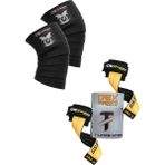 Dex Supports Ağırlık Kaldırma Kayışı T-Grips Lifting Straps+Sporcu Dizliği Knee Wraps Diz Bandajı 2'li Paket - Standart