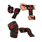 Dex Supports Fitness Diz Bandajı , Knee Wraps , Bilek Sargısı Wrist Wraps 2'li Set