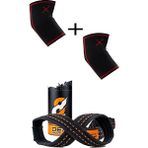 Dex Supports Fitness Ortopedik Dirseklik Elbow Sleeve+Ağırlık Kaldırma Kayışı 8 Loop Lifting Straps 2'li Set - Standart - 2XL
