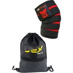 Dex Supports Knee Wraps Diz Bandajı , Sackpack Spor Çanta 2'li Set - Standart - Kırmızı - Siyah
