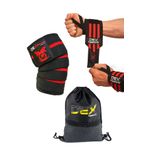 Dex Supports Lasting Energy Diz Bandajı ( Knee Wraps) , Fitness Bilek Bandajı( Wrist Wraps) , Sackpack 3'lü Set