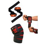 Dex Supports Lasting Energy Lifting Straps , + Diz Bandajı + Bilek Sargısı 3'lü Set