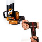Dex Supports Sporcu Bilekliği ( Wrist Wraps Elite ) + Ağırlık Kayışı ( 8 Loop Lifting Straps) - Standart - Kırmızı - Siyah